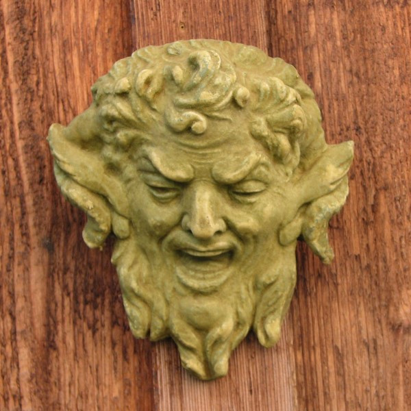 Pan Mask Wall Plaque Statue - Solid cement for outdoors